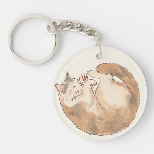 Slapende Schotse Kat Acrylen Sleutelhanger (Voorkant)
