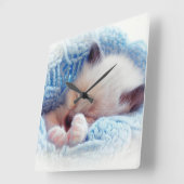 Slapende Siamese Kitten Paws Vierkante Klok (Hoek)