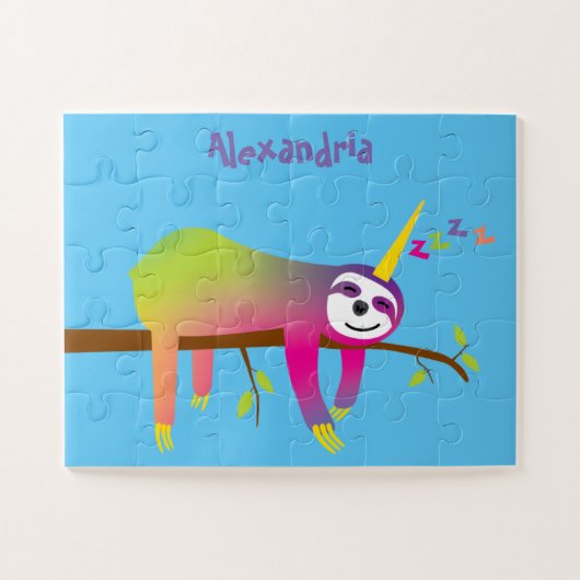 Slapende Slothicorn Kinder, persoonlijk Legpuzzel (Horizontaal)