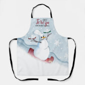 Slapende snowman chef-kok op maat schort (Voorkant)