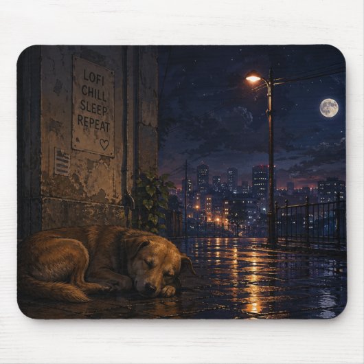 slapende straat hond muismat (Voorkant)