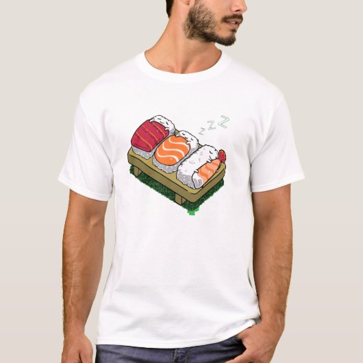 slapende sushi - mannen schattige design voor grap t-shirt (Voorkant)