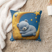 Slapende teddybeer op halvemaan kussen (Deken)