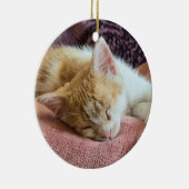 Slapende tijger kitten keramisch ornament (Rechts)