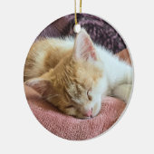 Slapende tijger kitten keramisch ornament (Links)