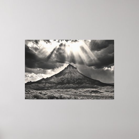 Slapende Ute Mountain zwart-wit fotografie Canvas Afdruk (Voorkant)