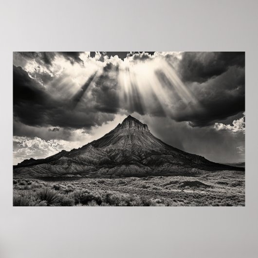 Slapende Ute Mountain zwart-wit fotografie Poster (Voorkant)