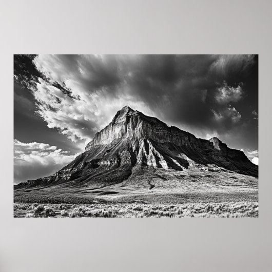 Slapende Ute Mountain zwart-wit fotografie Poster (Voorkant)