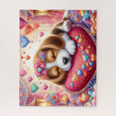 Slapende Valentijnsdag Beagle Puppy Legpuzzel (Verticaal)