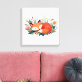 Slapende Vos Bloem Illustratie Canvas Afdruk (Insitu (Woonkamer))