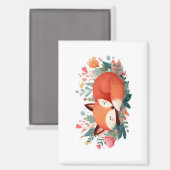 Slapende Vos Bloem Illustratie Magneet (Voorkant / Achterkant)