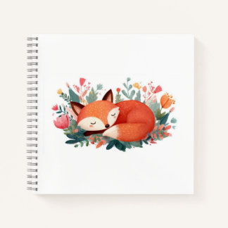 Slapende Vos Bloem Illustratie Notitieboek
