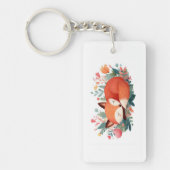 Slapende Vos Bloem Illustratie Sleutelhanger (Voorkant)