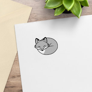 Slapende Vos, Gegraveerd 2 1x1 Rubberstempel