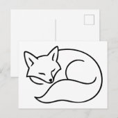 Slapende Vos Illustratie – Minimalistische Lijnkun Briefkaart (Voorkant / Achterkant)