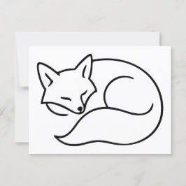 Slapende Vos Illustratie – Minimalistische Lijnkun Briefkaart