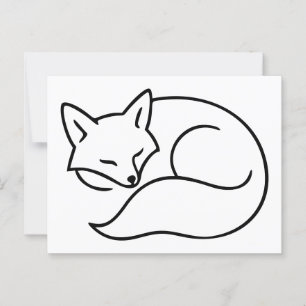 Slapende Vos Illustratie – Minimalistische Lijnkun Briefkaart