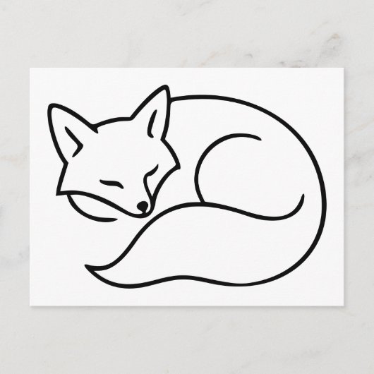 Slapende Vos Illustratie – Minimalistische Lijnkun Briefkaart (Voorkant)