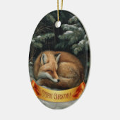 Slapende Vos in Winterbos Keramisch Ornament (Links)