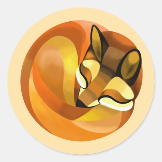 Slapende Vos Ronde Sticker (Voorkant)