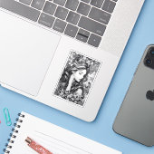 Slapende Vrouw Sticker (Laptop met iPhone)