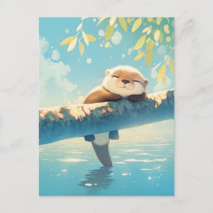Slapende Waterverf Otter op Zonnige Tak Briefkaart