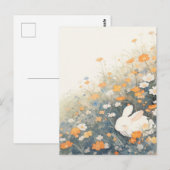 Slapende Witte Konijn in Oranje Weiland Briefkaart (Voorkant / Achterkant)