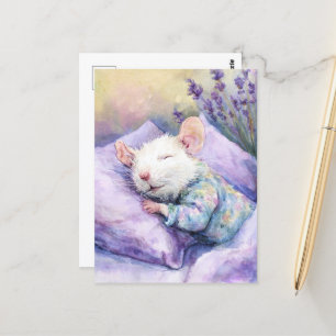 Slapende Witte Muis Briefkaart