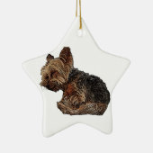 Slapende Yorkie Keramisch Ornament (Rechts)