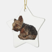 Slapende Yorkie Keramisch Ornament (Links)
