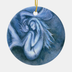 Slapende Zeemeermin en Baby Dochter Round Ornament