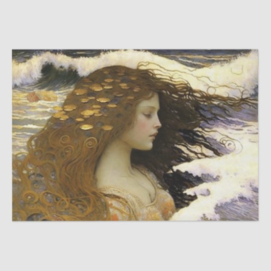 Slapende Zeeslagdroom van Golden Sea Shells Tissuepapier (Voorkant)