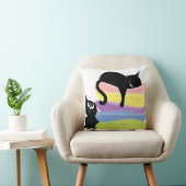 Slapende Zwarte Kat Regenboog Worp Kussen (Stoel)