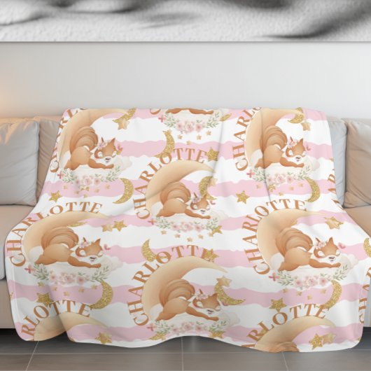 Slapepiertje op Clouds Gold Moon & Stars Name Fleece Deken