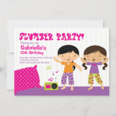Slapepover Party Fun Birthday Invitation Kaart (Voorkant)
