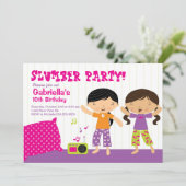 Slapepover Party Fun Birthday Invitation Kaart (Staand voorkant)