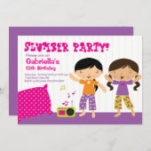 Slapepover Party Fun Birthday Invitation Kaart (Voorkant / Achterkant)