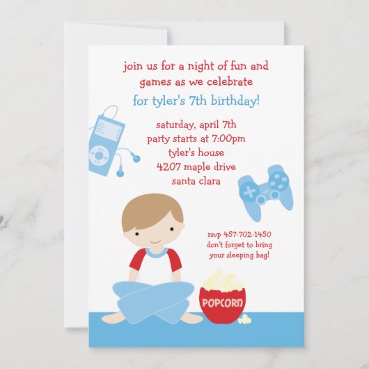 Slapepover Party-uitnodiging Kaart (Voorkant)