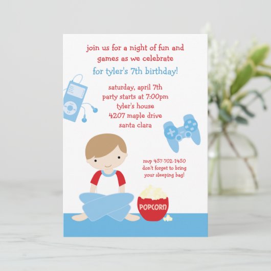 Slapepover Party-uitnodiging Kaart (Staand voorkant)