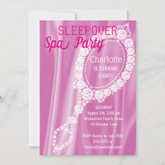 Slapepover Spa Party Girls Birthday Party Invite Kaart (Voorkant)