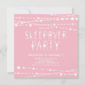Slapepover Stars Birthday Party Invitation Kaart (Voorkant)