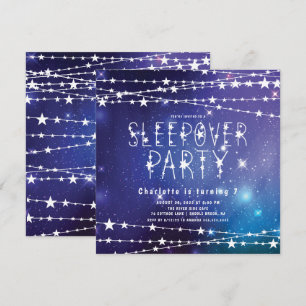 Slapepover Stars Birthday Party Invitation Kaart