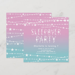 Slapepover Stars Birthday Party Invitation Kaart