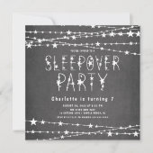 Slapepover Stars Birthday Party Invitation Kaart (Voorkant)