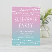 Slapepover Stars Birthday Party Invitation Kaart (Staand voorkant)