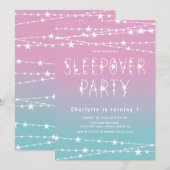 Slapepover Stars Birthday Party Invitation Kaart (Voorkant / Achterkant)
