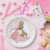 Slaperig Baby Beer Meisje Papieren Bordje (Feest)