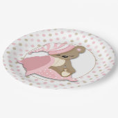 Slaperig Baby Beer Meisje Papieren Bordje (Gekanteld)