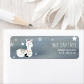 Slaperig Baby Llama Waterverf Baby shower Etiket (Insitu)