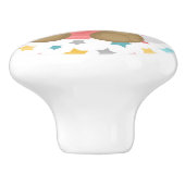 Slaperig Beer Baby Meisje Keramische Knop (Zijkant)